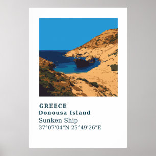 Donousa Griechenland Sunken Ship Wall Art Poster