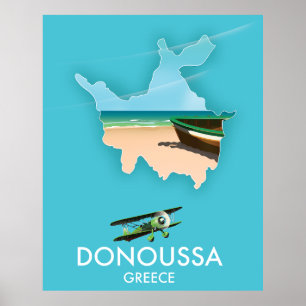 Donoussa Griechenland Reisekarte Poster
