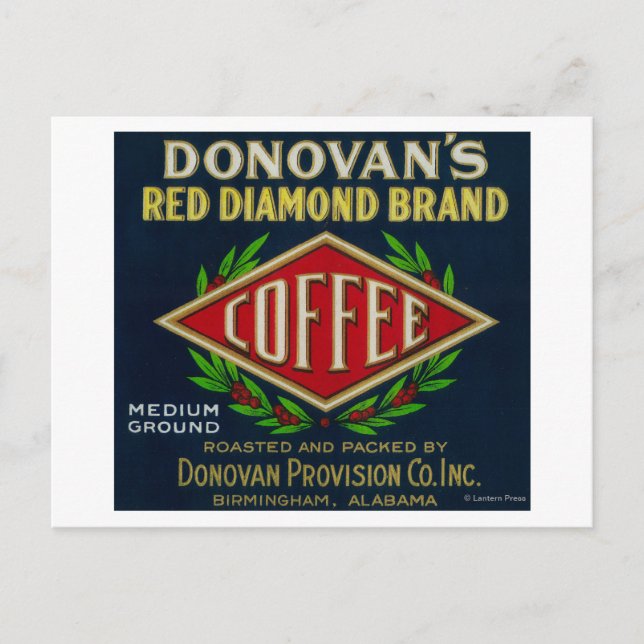 Donovan's Coffee LabelBirmingham, AL Postkarte (Vorderseite)
