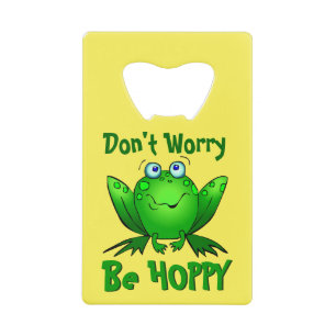 Dont beunry sein Hoppy Niedlich Green Frog w Blue  Geldbeutel Flaschenöffner