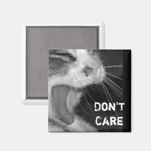 "Don't Care" Crabby Cat Yawing Magnet