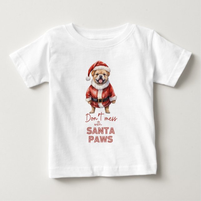 'Don't chess with Santa Paws' niedliches Hundeschl Baby T-shirt (Vorderseite)