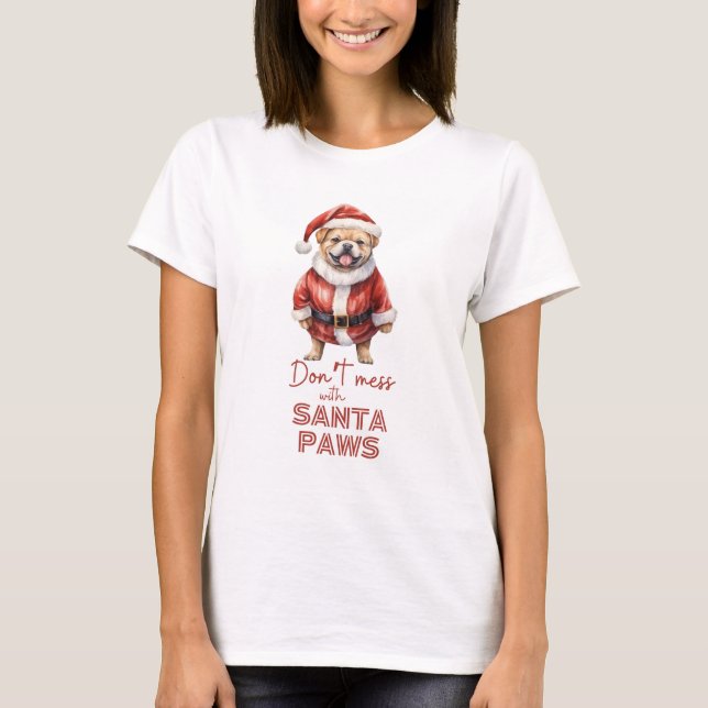 'Don't chess with Santa Paws' niedliches Hundeschl T-Shirt (Vorderseite)