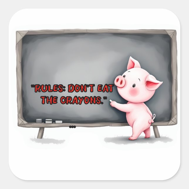 "Don't Eat The Crayons" Pig Classroom Sticker (Vorderseite)