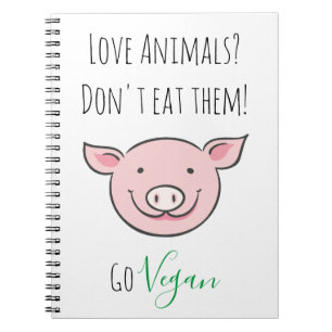 Don't eat them Vegan with cute cartoon farm animal Notizblock