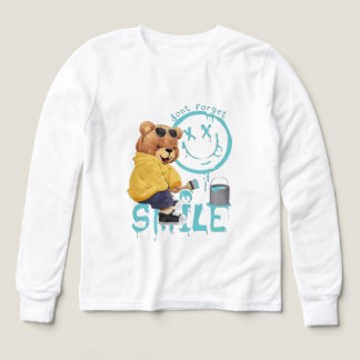 "Don't Forget to Smile" Artist Bear Long-Sleeve Sh