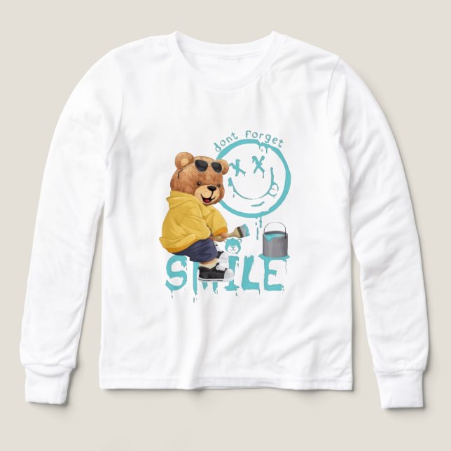 "Don't Forget to Smile" Artist Bear Long-Sleeve Sh (Design Vorderseite)