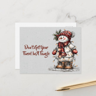 Don't Get Your Tinsel In A Tangle Snowman  Postkarte