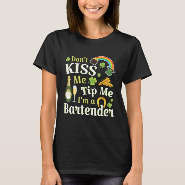 Dont Kiss Me Tipp Im Barkeeper Regenbogenwein Go T-Shirt (Vorderseite)
