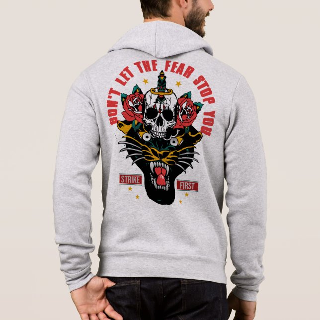 Don't let fear stop you panther tattoo old school hoodie (Rückseite)