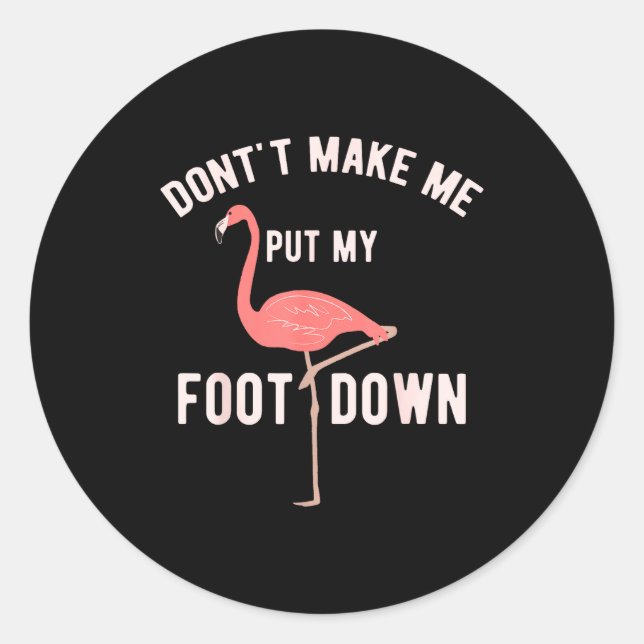 Don't Make Me Put My Foot Down Funny Flamingo  Runder Aufkleber (Vorderseite)
