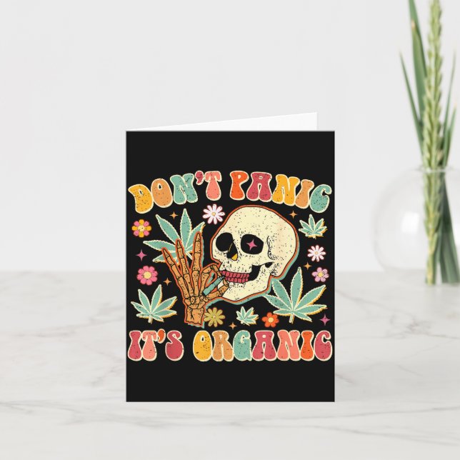 Don't Panic It's Organic Weed Skull  Karte (Vorderseite)