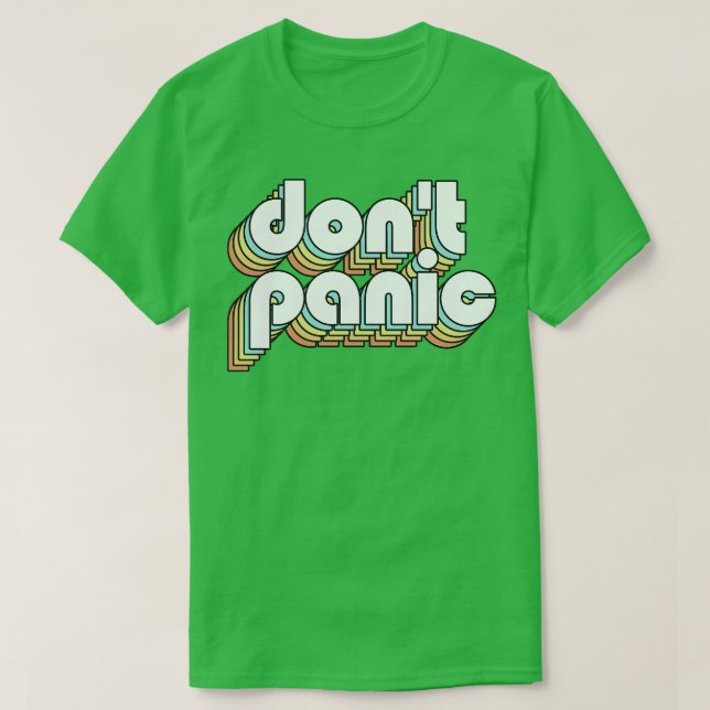Dont Panic Retro Rainbow Typografie Faded Style T-Shirt (Design vorne)