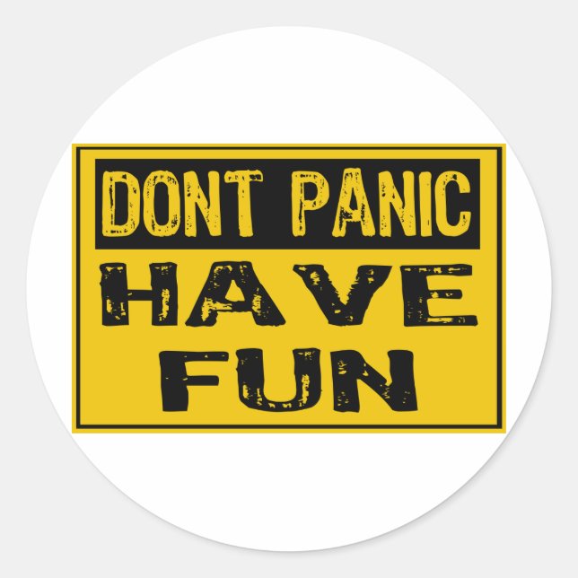 Dont Panic Sign - Happy - Gelb / Schwarz Runder Aufkleber (Vorderseite)