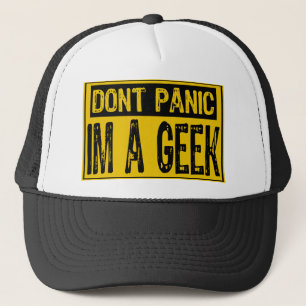 Don't panic Sign- Im A Geek -Gelb/Schwarz Truckerkappe