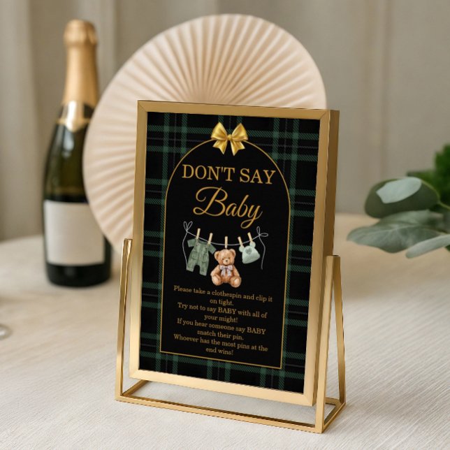 Don't Say Baby Game Sign Green Black  Teddy Bear Poster (Von Creator hochgeladen)