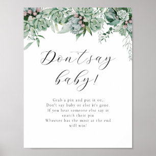 Don't Say Baby Game Sign Poster