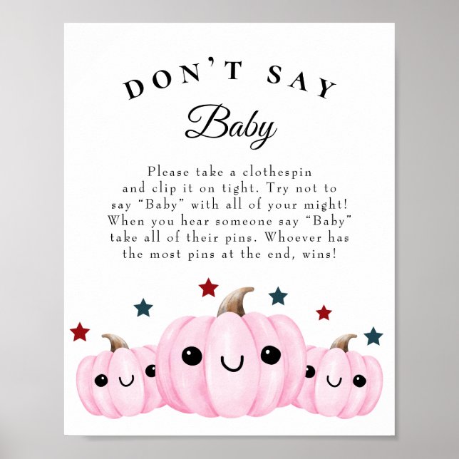 "Don't Say Baby" Halloween Baby Shower Game Poster (Vorne)