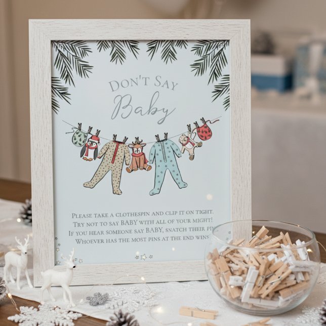 Dont Say Baby Winter Baby Showspiel Poster (Don't Say Baby Baby It's Cold Outside, Winter Wonderland Christmas Baby Shower Game for Mother to Be)