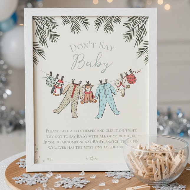 Dont Say Baby Winter Baby Showspiel Poster (Don't Say Baby Baby It's Cold Outside, Winter Wonderland Christmas Baby Shower Game for Mother to Be)