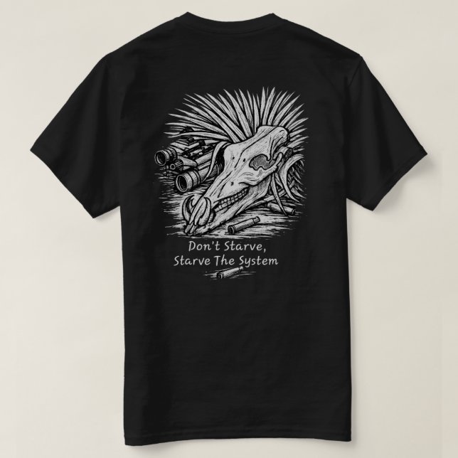 Don't Starve, Starve the System Hog Hunter T-Shirt (Design Rückseite)