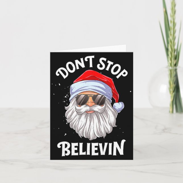 Dont Stop Believin Santa Christmas Boys Kids _1  Karte (Vorderseite)