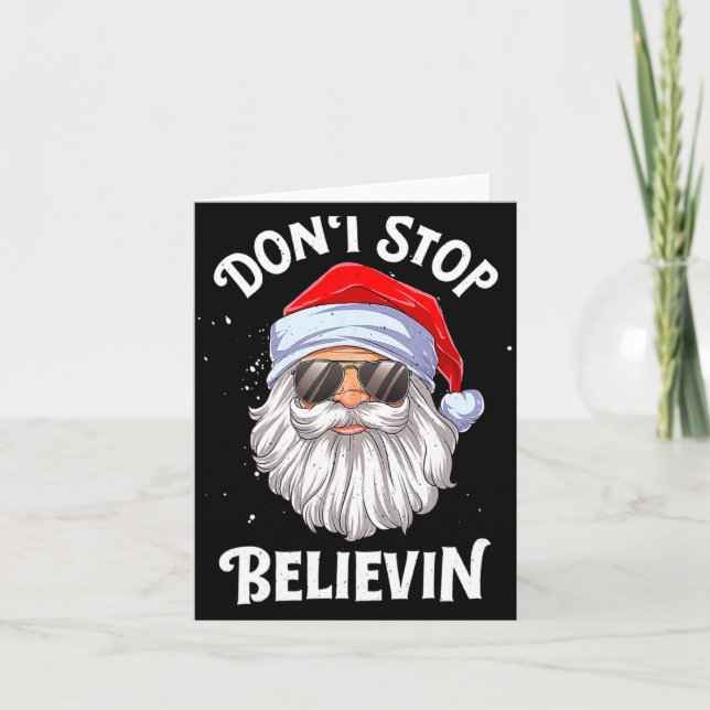 Dont Stop Believin Santa Christmas Boys Kids  Karte (Vorderseite)