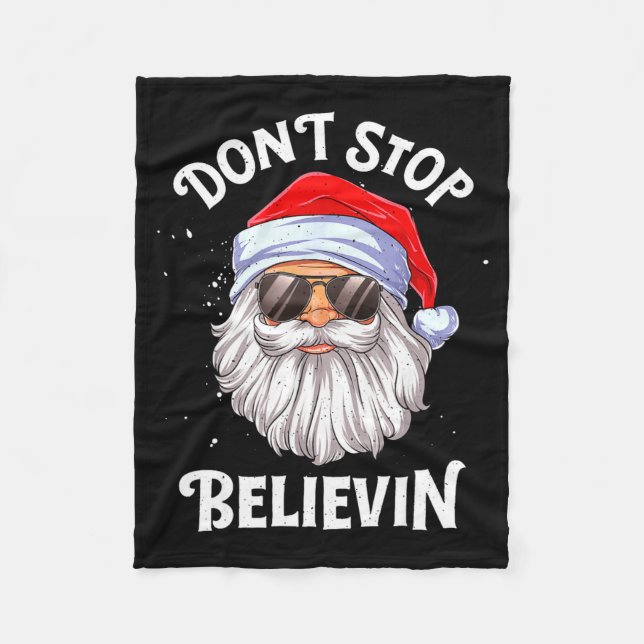 Dont Stop Believin Santa Funny Christmas Boys Kid  Fleecedecke (Vorderseite)