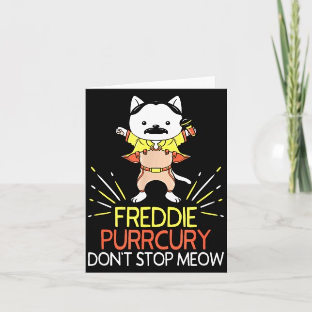 Don't Stop Meow Die Purrcury Funny Cat Music Pun G Karte (Vorderseite)