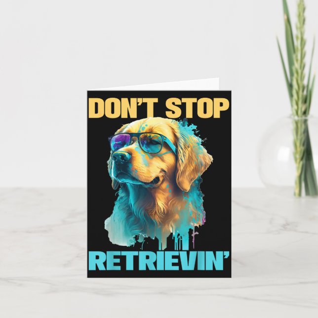 Don't Stop Retrievin - Retro Golden Retriever Dog  Karte (Vorderseite)