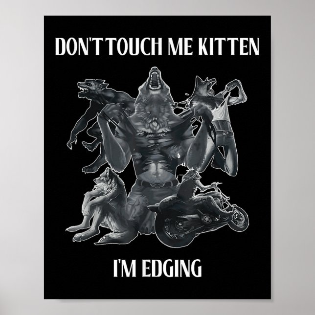 Don't Touch Me Kitten I'm Edging Wolfs Design  Poster (Vorne)