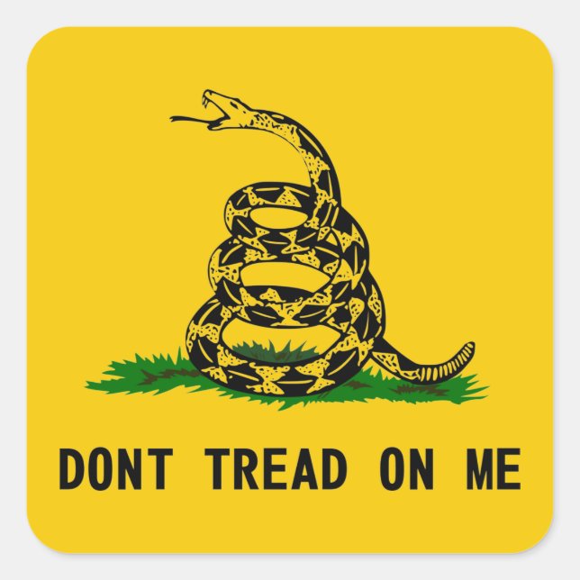 dont tread flag usa symbol snake america history p quadratischer aufkleber (Vorderseite)