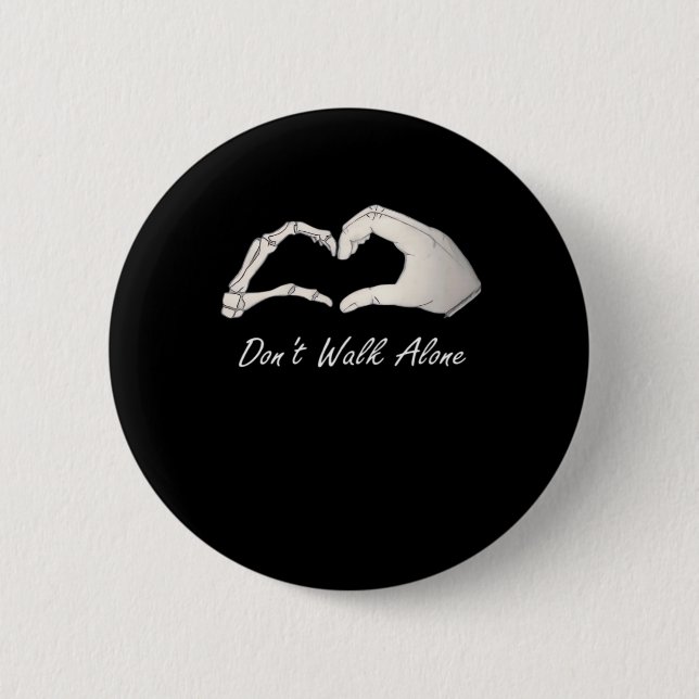 Don't Walk - White Classic - Skeleton Hands Hearts Button (Vorderseite)