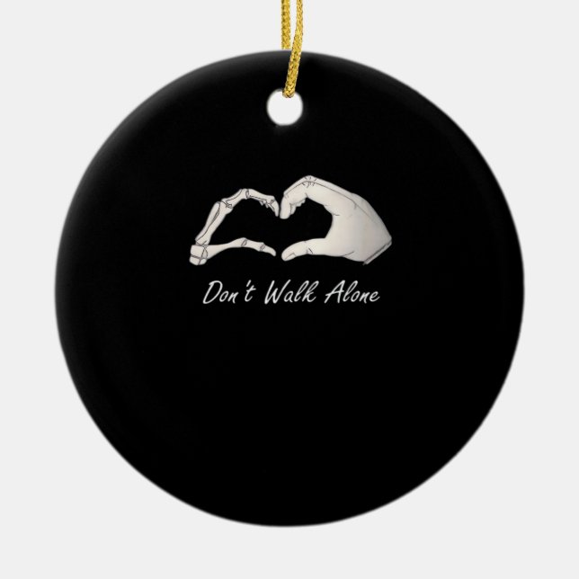 Don't Walk - White Classic - Skeleton Hands Hearts Keramik Ornament (Vorne)