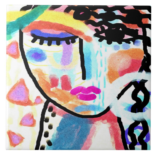 Don't Wanna Talk Abstrakt Art Keramik Tile Fliese (Vorderseite)