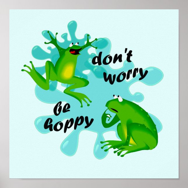 Dont Worry Be Hoppy Frog Funny Kids Poster (Vorne)