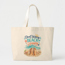 Don't Worry Beach Happy Jumbo Stoffbeutel