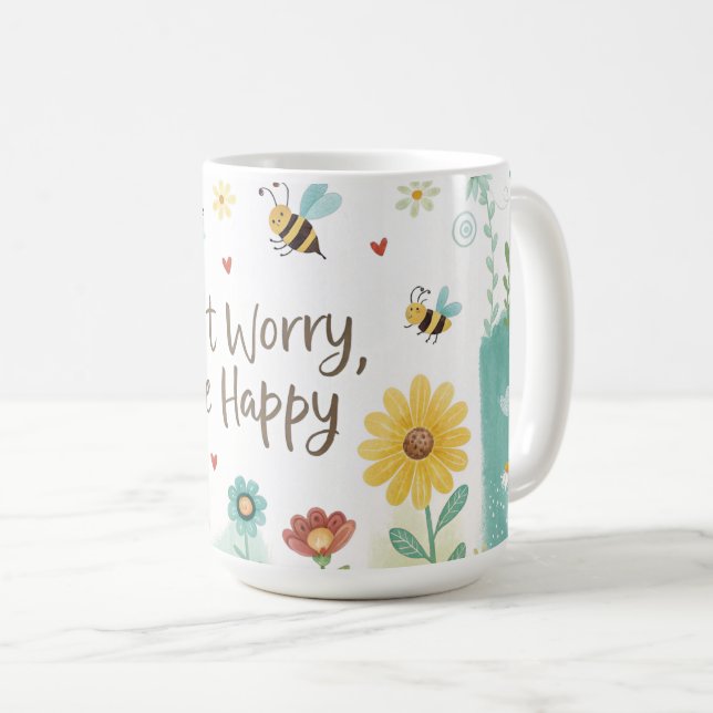 Don't Worry Bee Happy Cute Bee  Kaffeetasse (VorderseiteRechts)