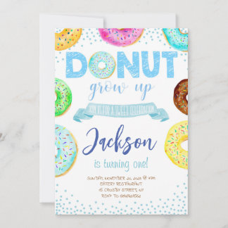 Donut 1. Geburtstag Einladung Junge Donut wächst a