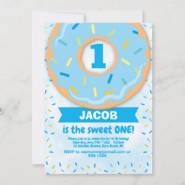 Donut 1. Geburtstag Einladung Junge Sprinklen