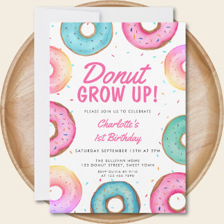 Donut 1. Geburtstag Einladung Mädchen Donut wachse
