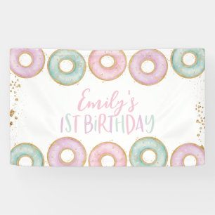Donut 1. Geburtstag Party Banner Hintergrund Aqua