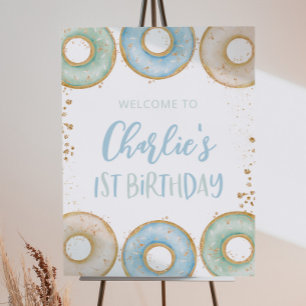 Donut 1. Geburtstag Party Begrüßung Sign Poster Bo