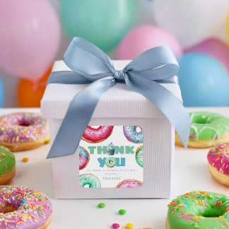 Donut 1. Geburtstag Party Junge Niedlich Danke für Quadratischer Aufkleber