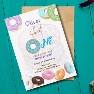 Donut 1. Geburtstagsjunge Einladung