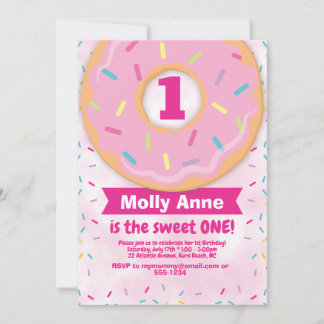 Donut 1. Geburtstagsmädchen Einladung Sprinkles