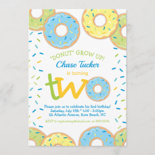 Donut 2. Geburtstag Einladung Junge Sprinklen