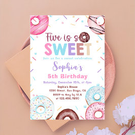 Donut 5h Geburtstagsparty Donut Five ist süß Einladung