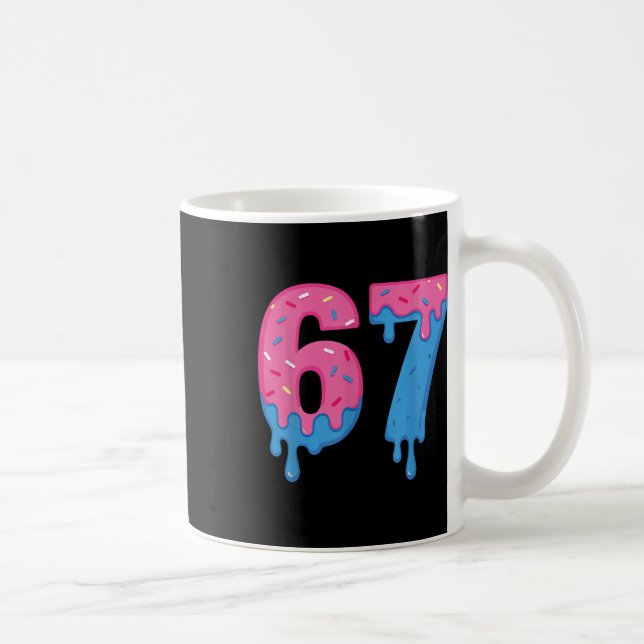 Donut 67 Meme Spaß Sechs Sieben Streusel Design  Kaffeetasse (Rechts)