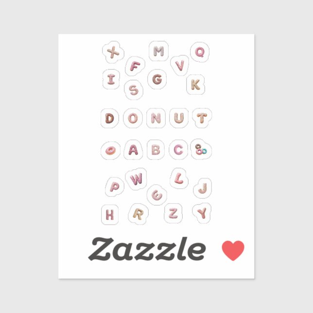 Donut-ABC Sticker-Set – Süße Buchstaben – 16 Stück Aufkleber (Blatt)